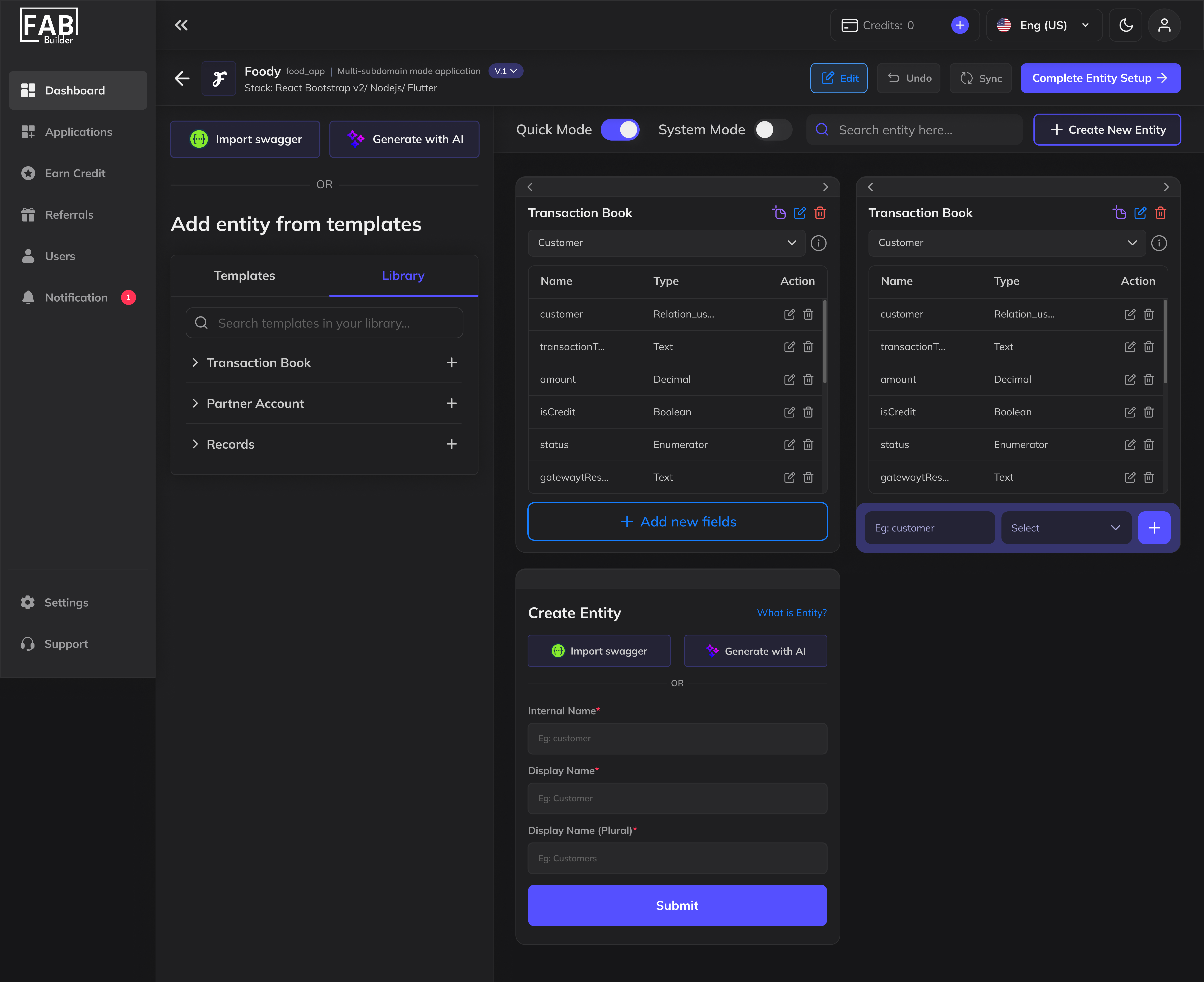 screenshot of FAB Builder